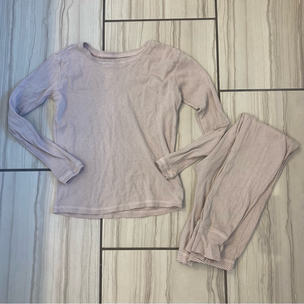 GapKids pale pink and gray striped cotton pajamas